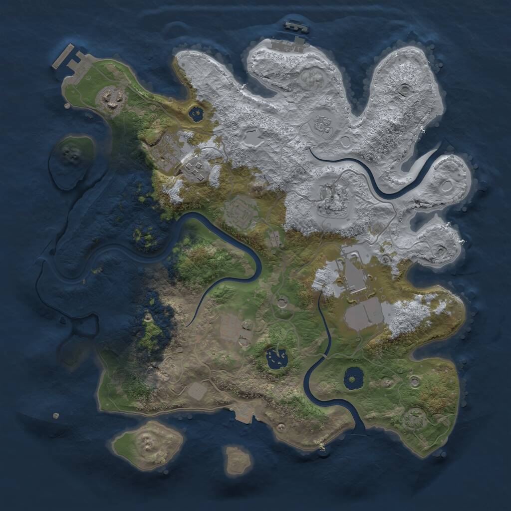 Rust Map: Procedural Map, Size: 3500, Seed: 1983451450, 14 Monuments