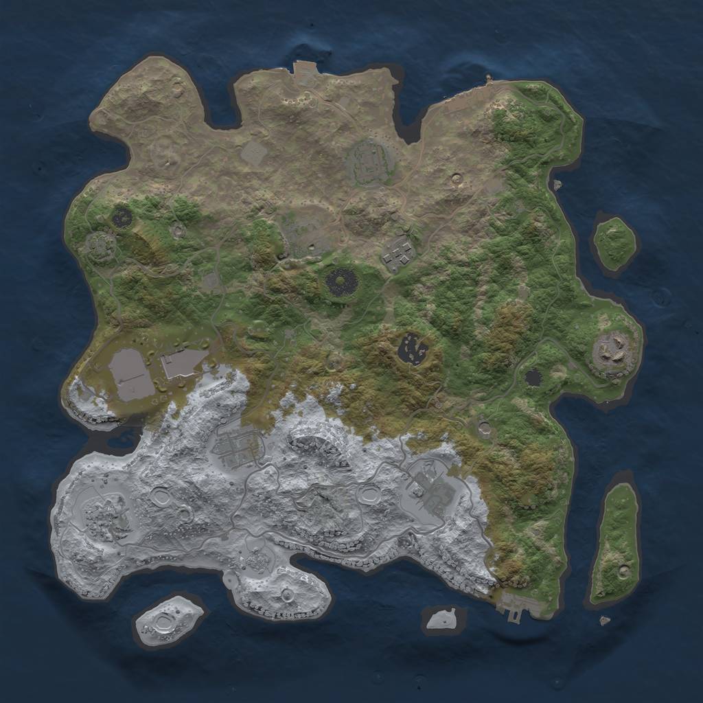 Rust Map: Procedural Map, Size: 3500, Seed: 720209876, 17 Monuments