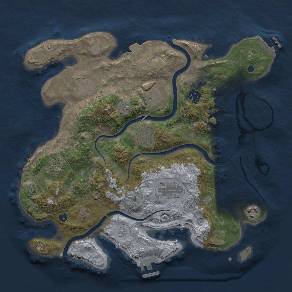 Rust Map: Procedural Map, Size: 3450, Seed: 72697304, 14 Monuments