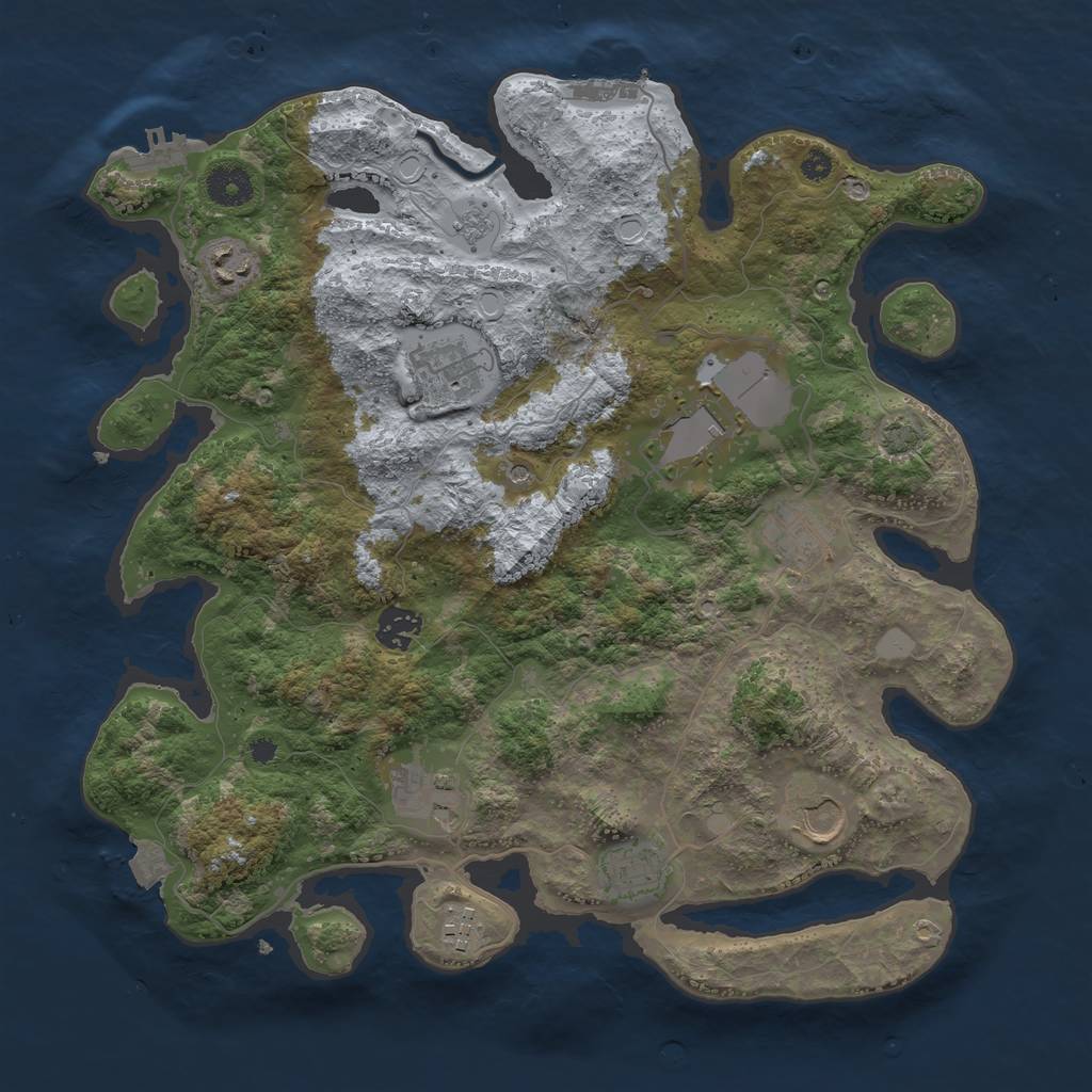Rust Map: Procedural Map, Size: 3700, Seed: 57371140, 17 Monuments