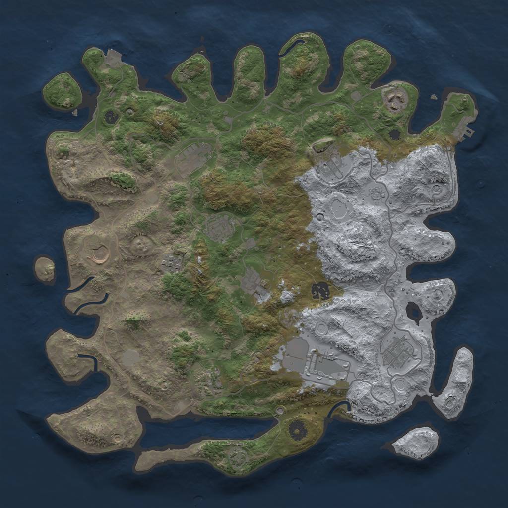 Rust Map: Procedural Map, Size: 4000, Seed: 700730833, 18 Monuments
