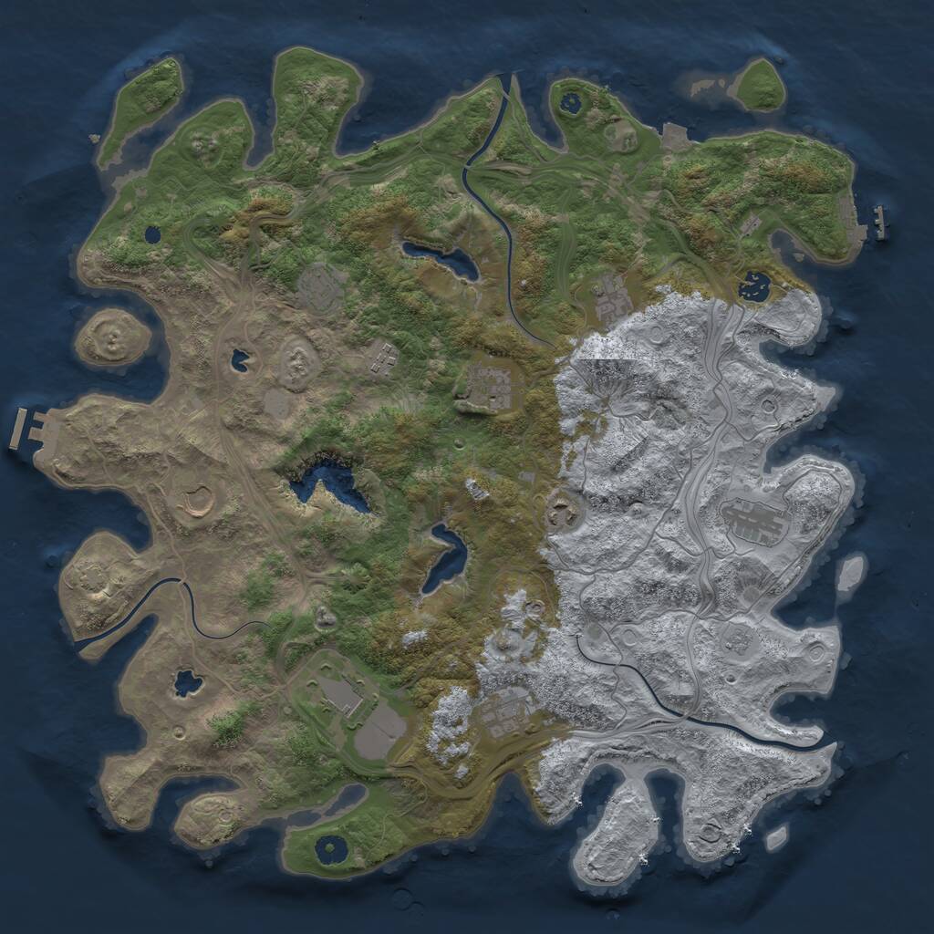 Rust Map: Procedural Map, Size: 4500, Seed: 309928787, 16 Monuments