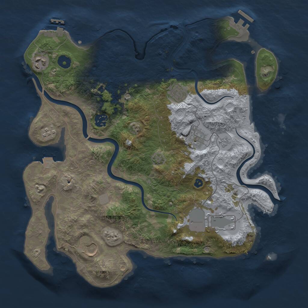 Rust Map: Procedural Map, Size: 3500, Seed: 6391012, 13 Monuments