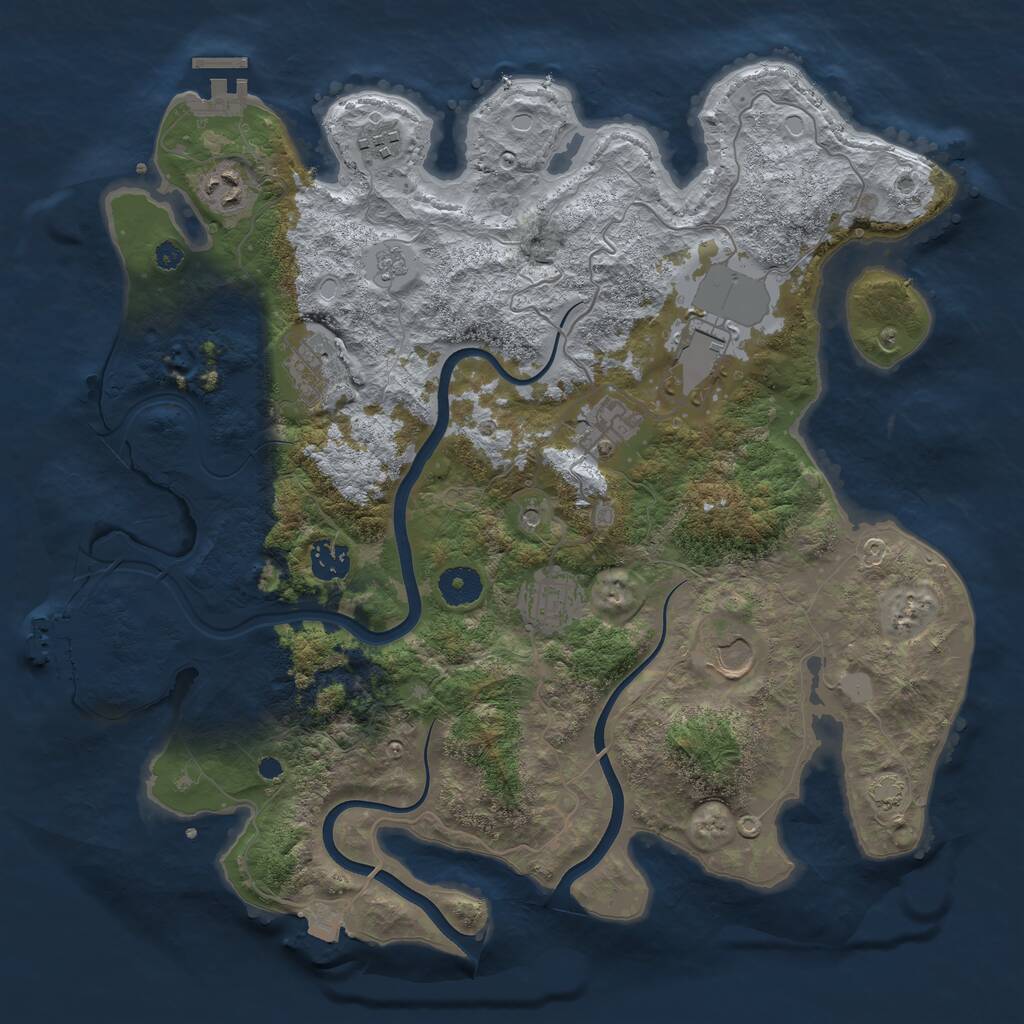 Rust Map: Procedural Map, Size: 3750, Seed: 1962861783, 14 Monuments