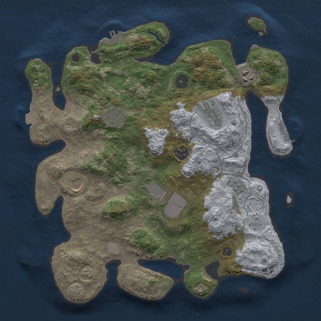 Rust Map: Procedural Map, Size: 3500, Seed: 83186333, 15 Monuments