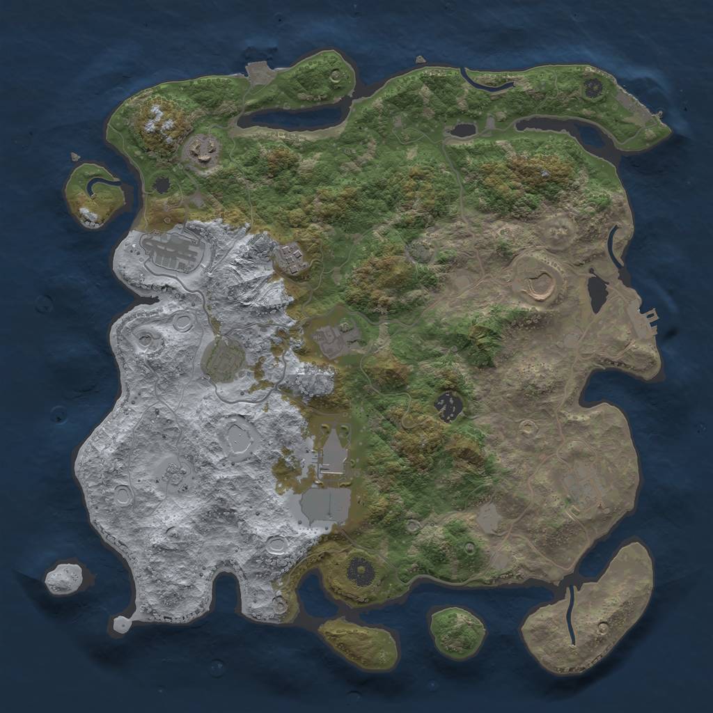 Rust Map: Procedural Map, Size: 3800, Seed: 1310788456, 17 Monuments