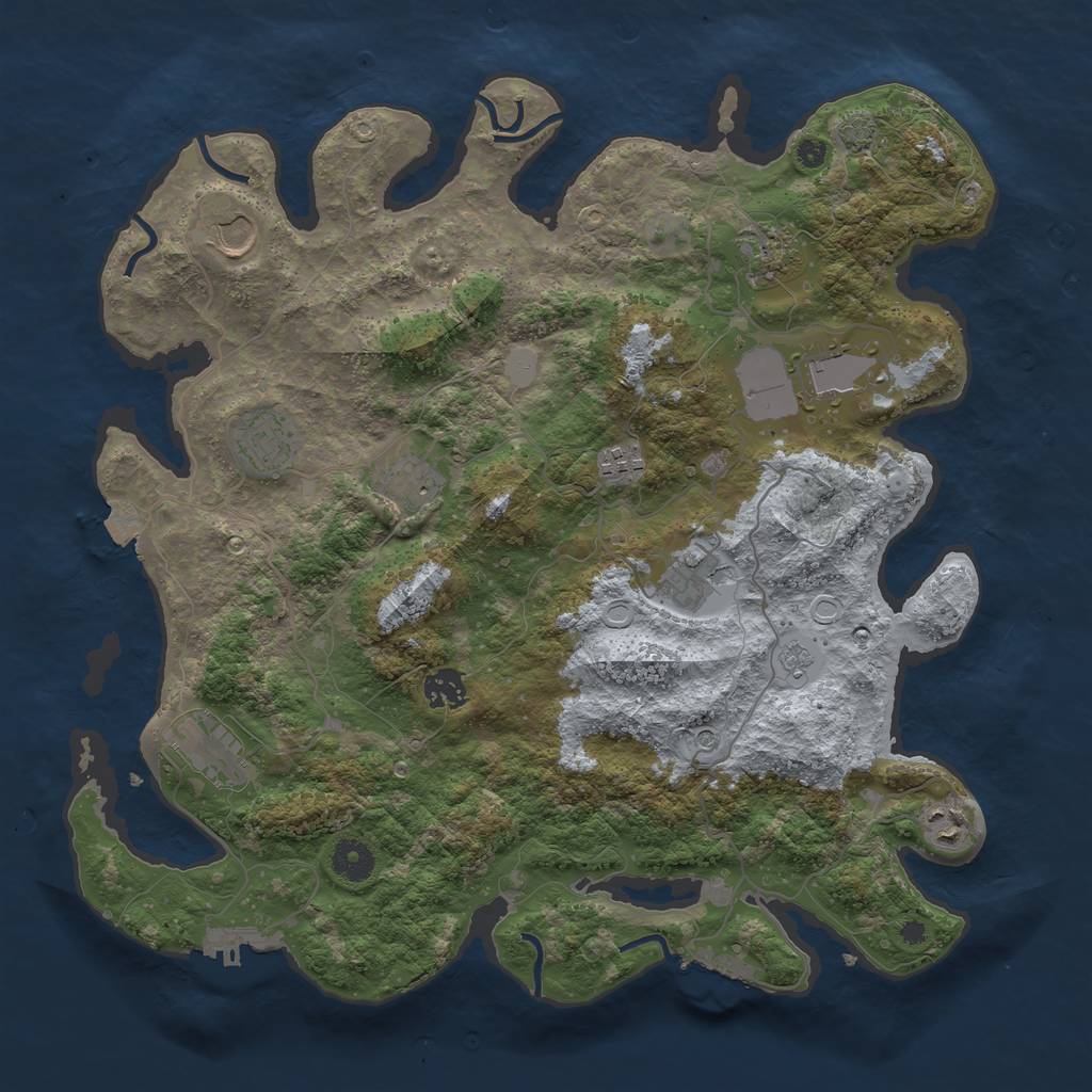 Rust Map: Procedural Map, Size: 3900, Seed: 8022055, 18 Monuments