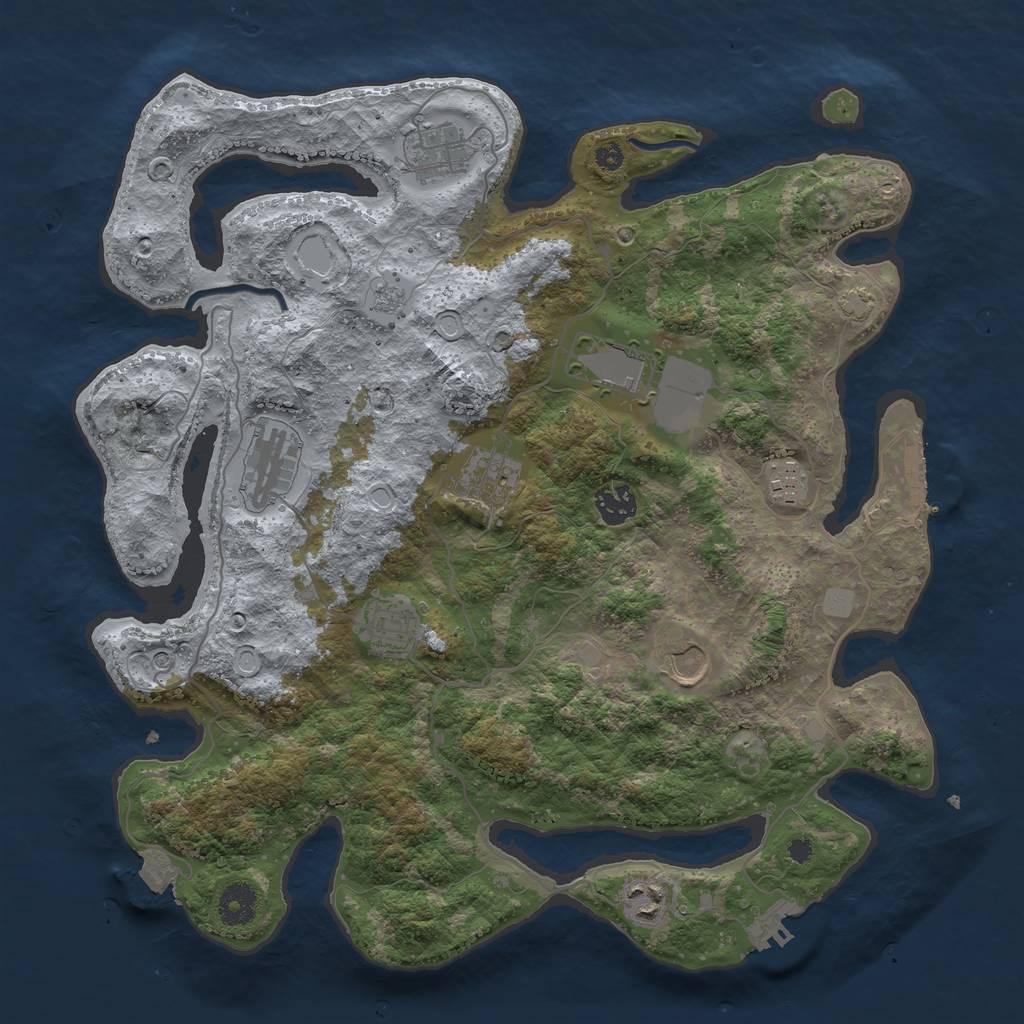 Rust Map: Procedural Map, Size: 3750, Seed: 90390740, 17 Monuments