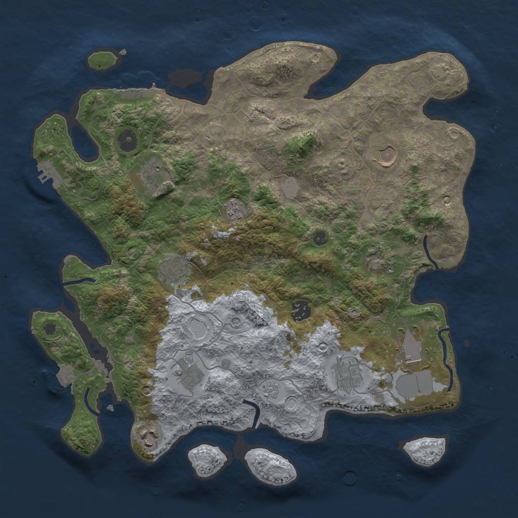 Rust Map: Procedural Map, Size: 3750, Seed: 235597102, 18 Monuments