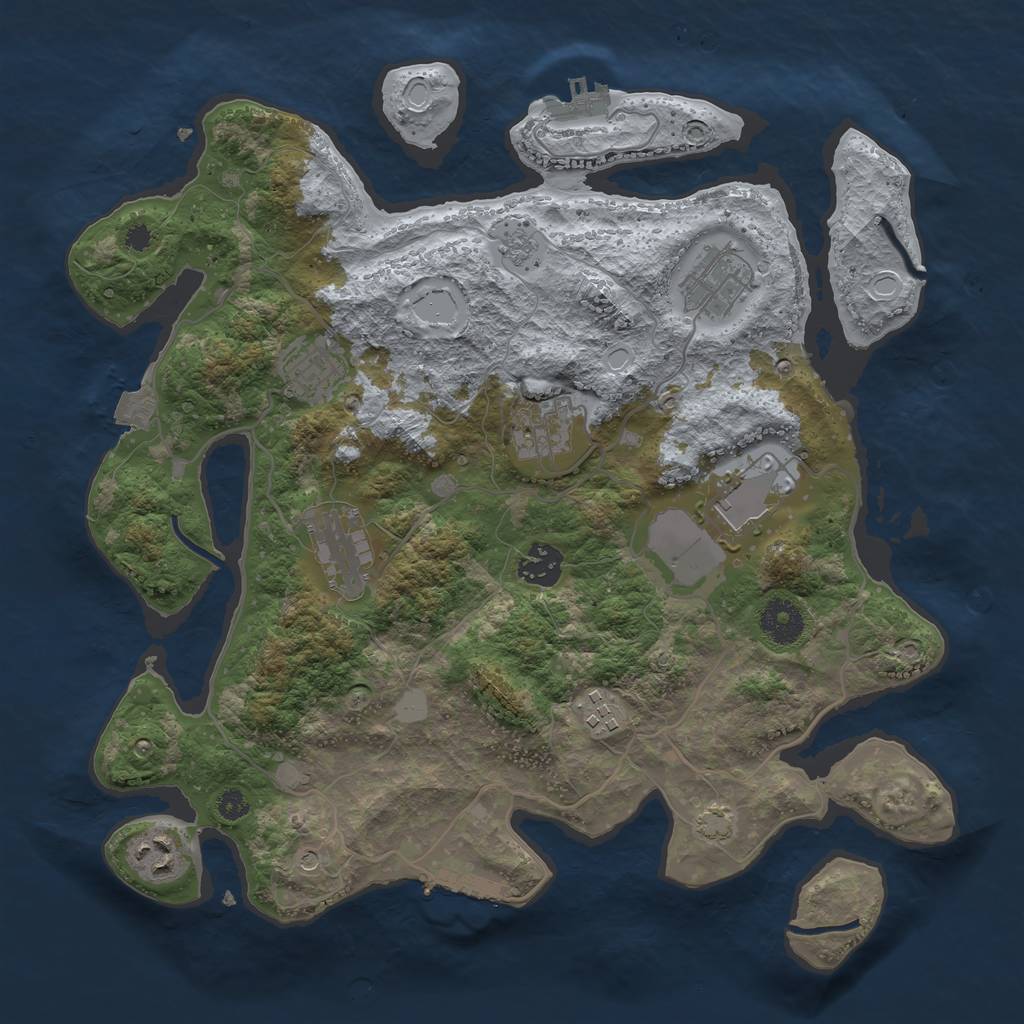 Rust Map: Procedural Map, Size: 3500, Seed: 88133490, 16 Monuments