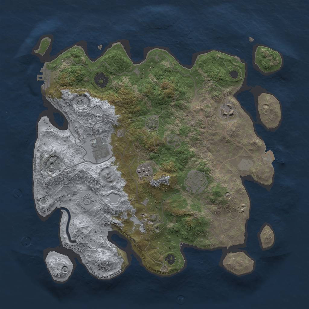 Rust Map: Procedural Map, Size: 3200, Seed: 1262975230, 12 Monuments