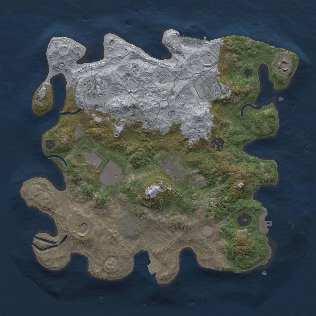 Rust Map: Procedural Map, Size: 3500, Seed: 20253596, 16 Monuments