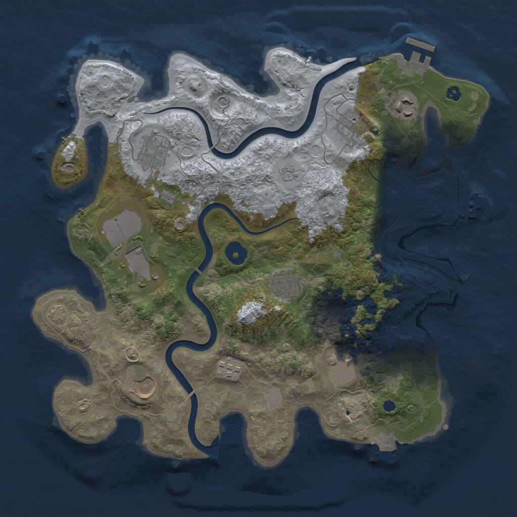 Rust Map: Procedural Map, Size: 3500, Seed: 20253596, 14 Monuments