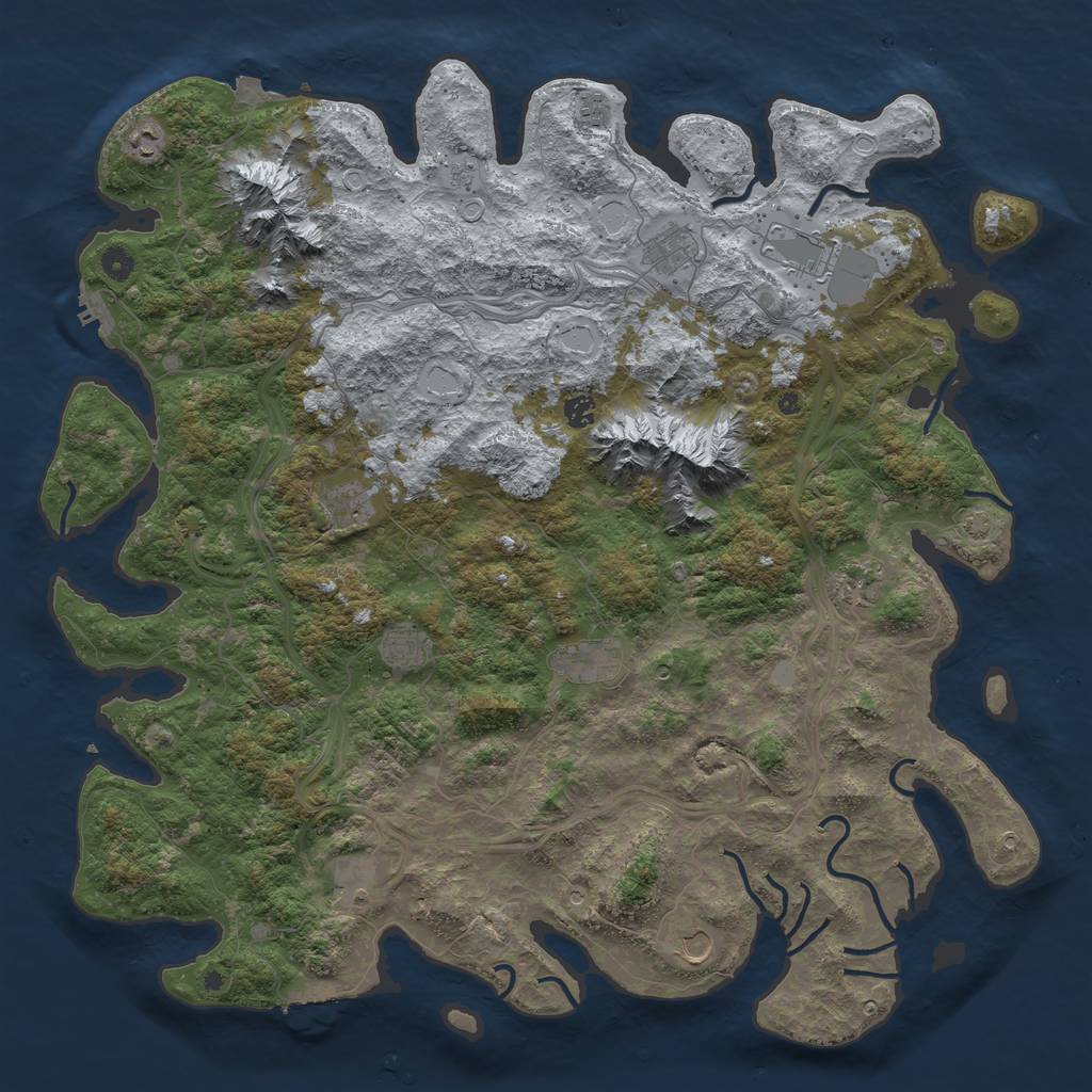 Rust Map: Procedural Map, Size: 5000, Seed: 2066714839, 19 Monuments