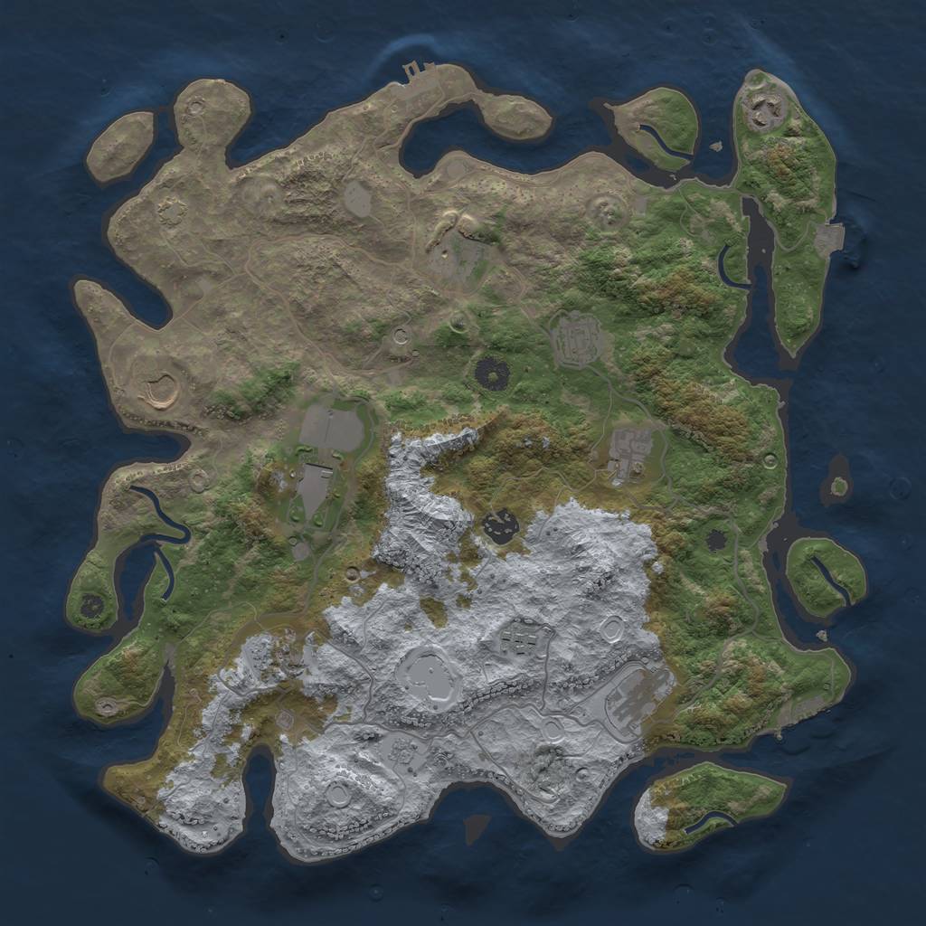 Rust Map: Procedural Map, Size: 4000, Seed: 673875, 18 Monuments