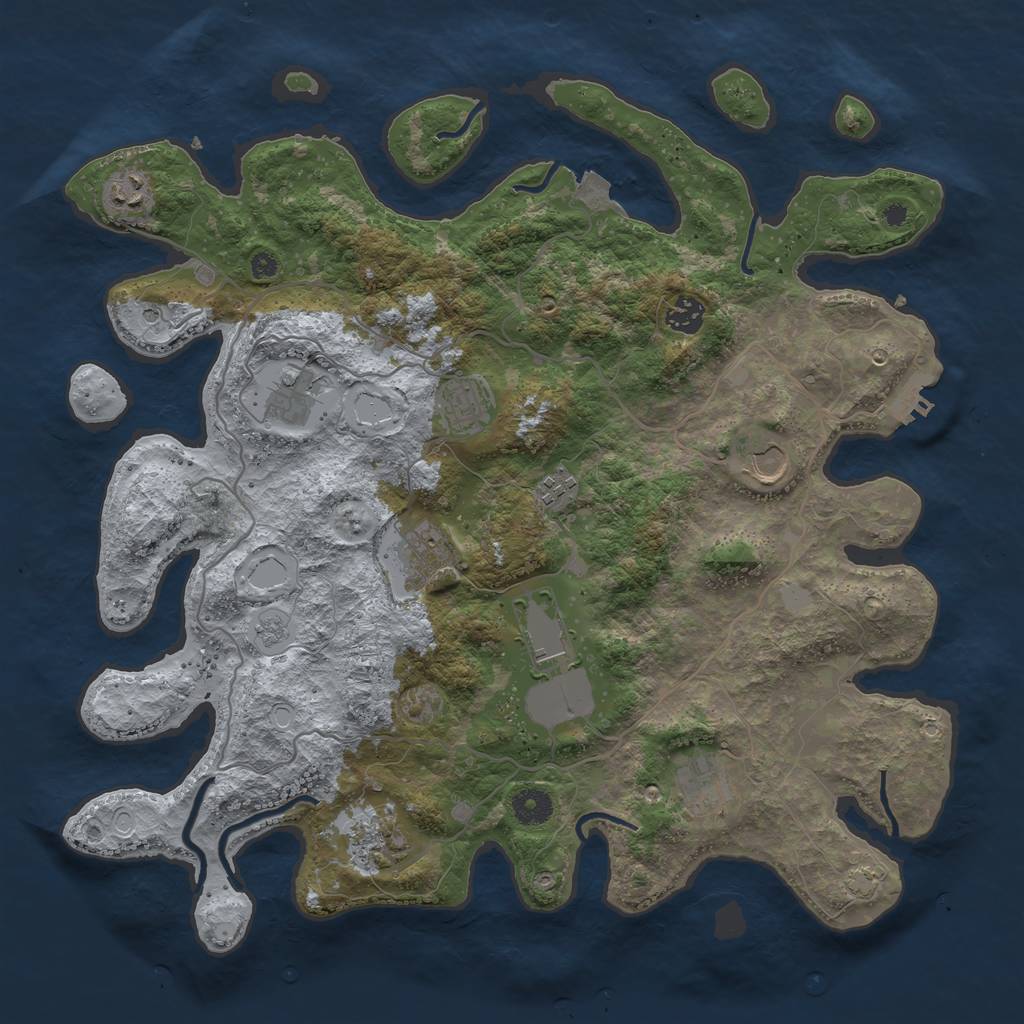 Rust Map: Procedural Map, Size: 4000, Seed: 1966658805, 17 Monuments