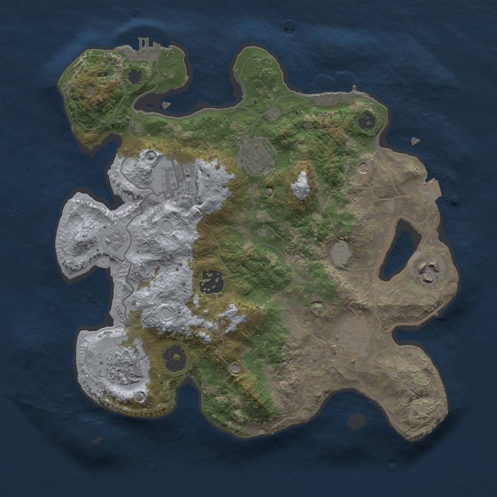 Rust Map: Procedural Map, Size: 3000, Seed: 1285086653, 14 Monuments