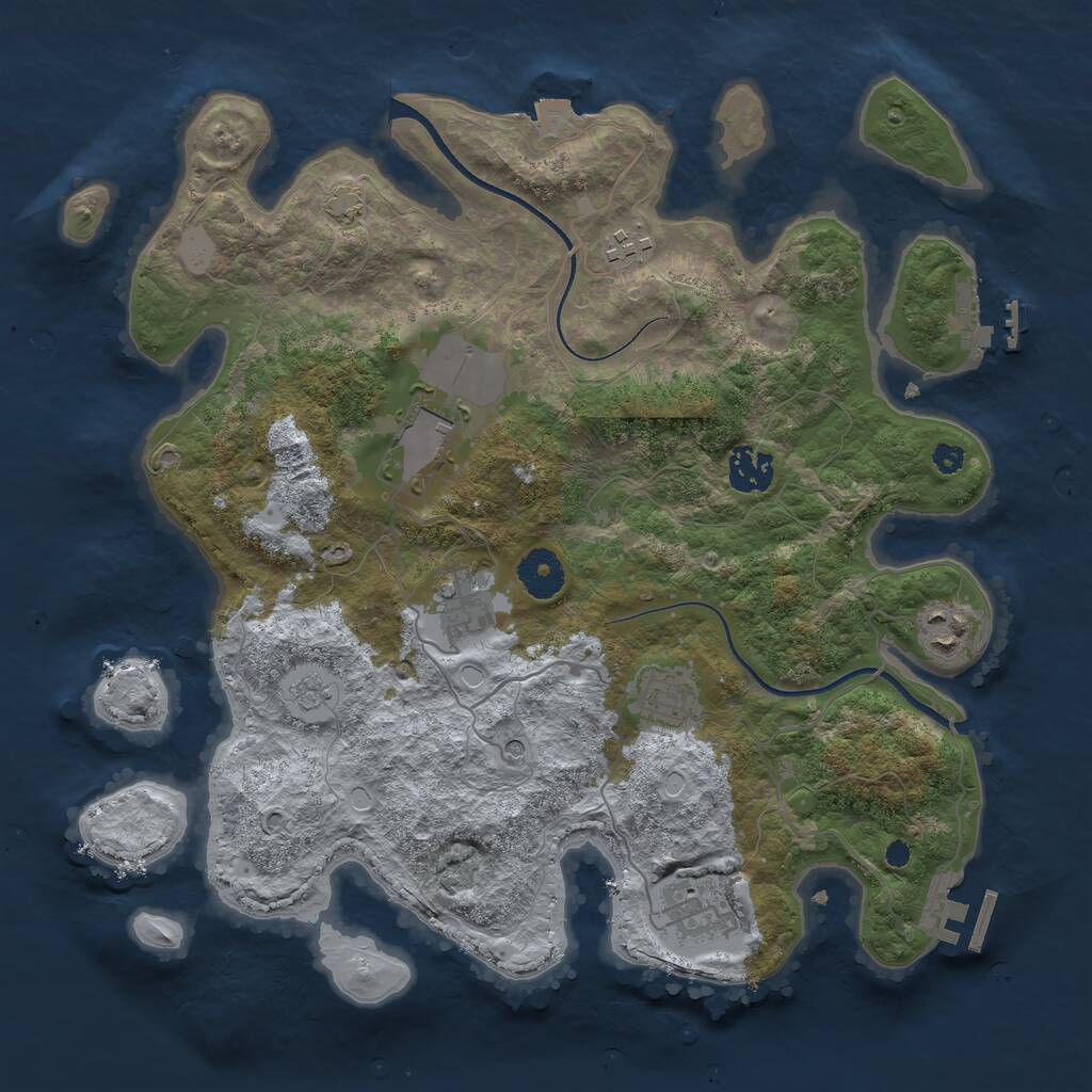 Rust Map: Procedural Map, Size: 3500, Seed: 534788747, 13 Monuments