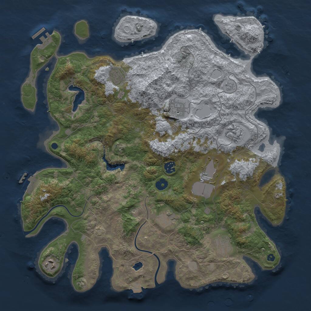 Rust Map: Procedural Map, Size: 4000, Seed: 236279544, 14 Monuments