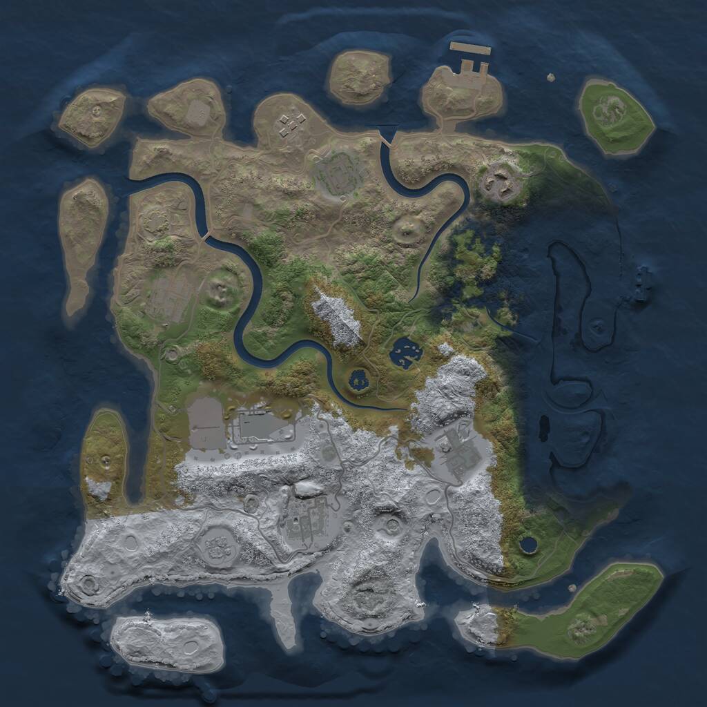 Rust Map: Procedural Map, Size: 3500, Seed: 72009533, 14 Monuments