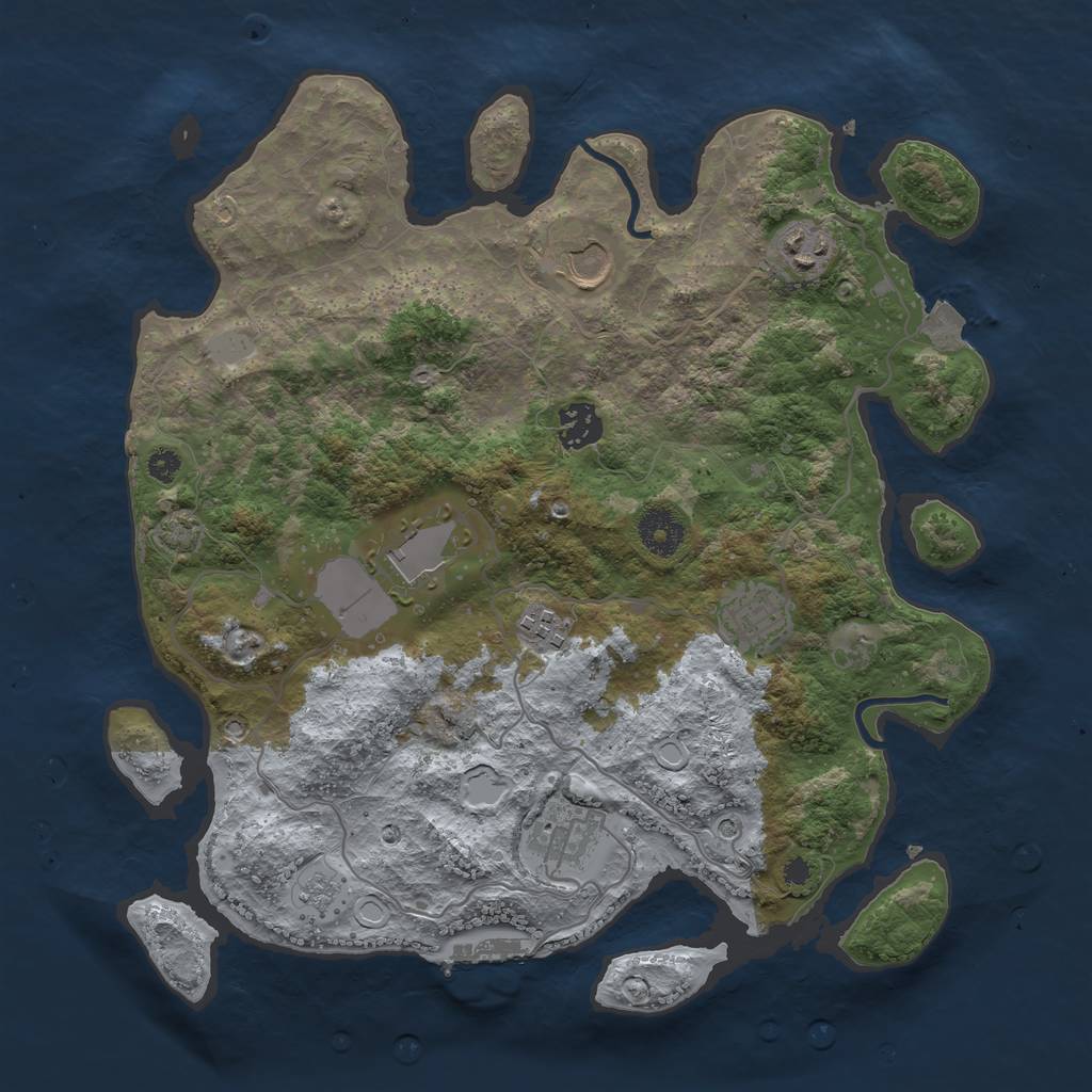 Rust Map: Procedural Map, Size: 3500, Seed: 1610176673, 14 Monuments