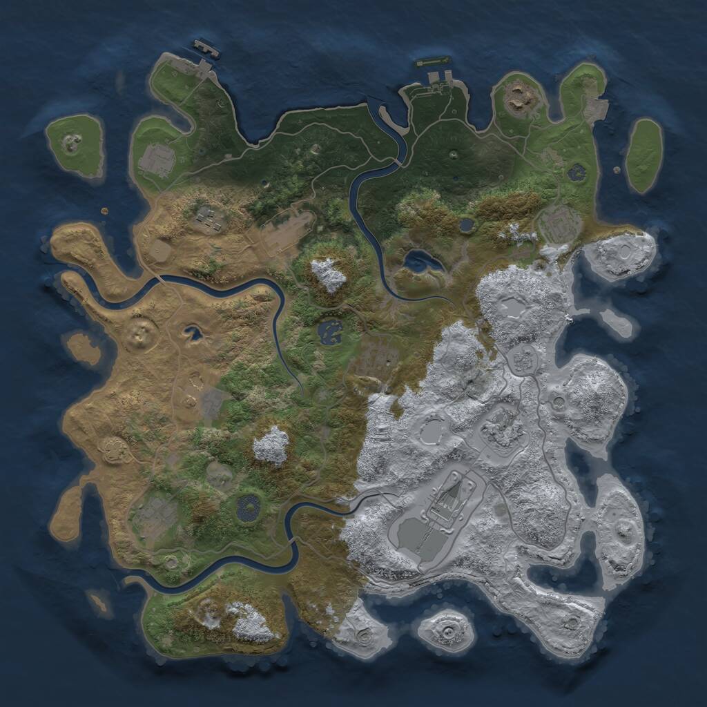 Rust Map: Procedural Map, Size: 4000, Seed: 1845901389, 18 Monuments