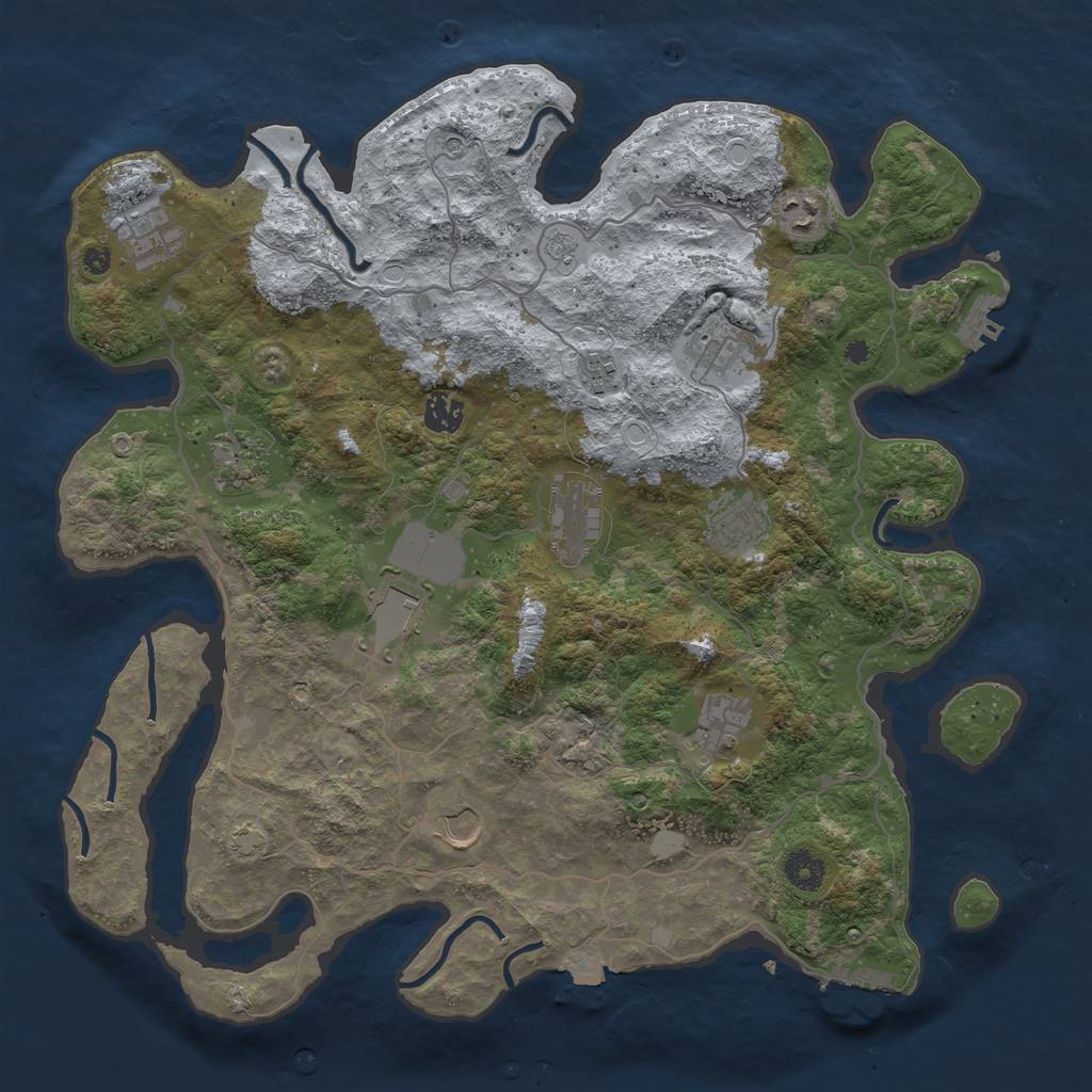 Rust Map: Procedural Map, Size: 4000, Seed: 1253177554, 19 Monuments