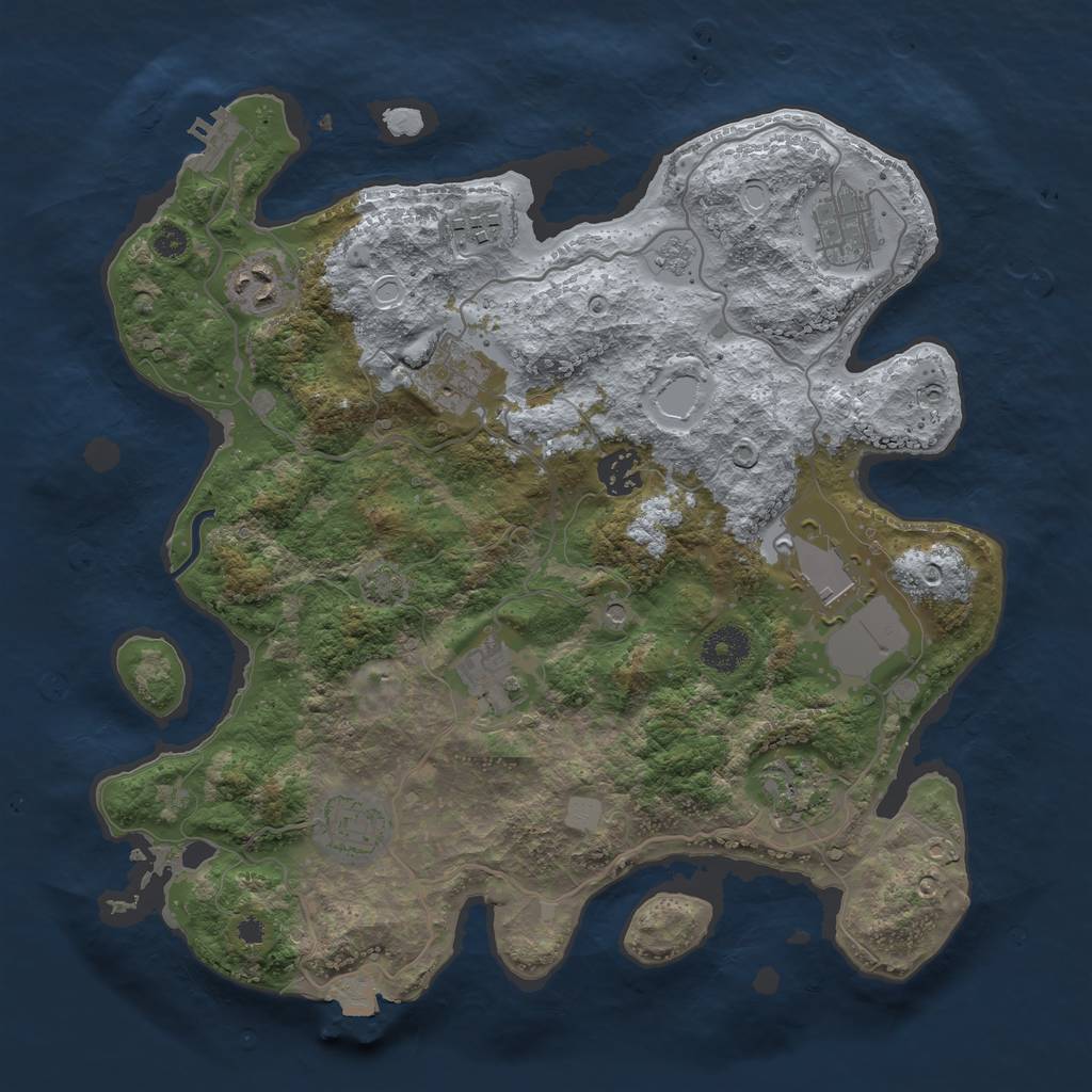 Rust Map: Procedural Map, Size: 3500, Seed: 603887178, 16 Monuments