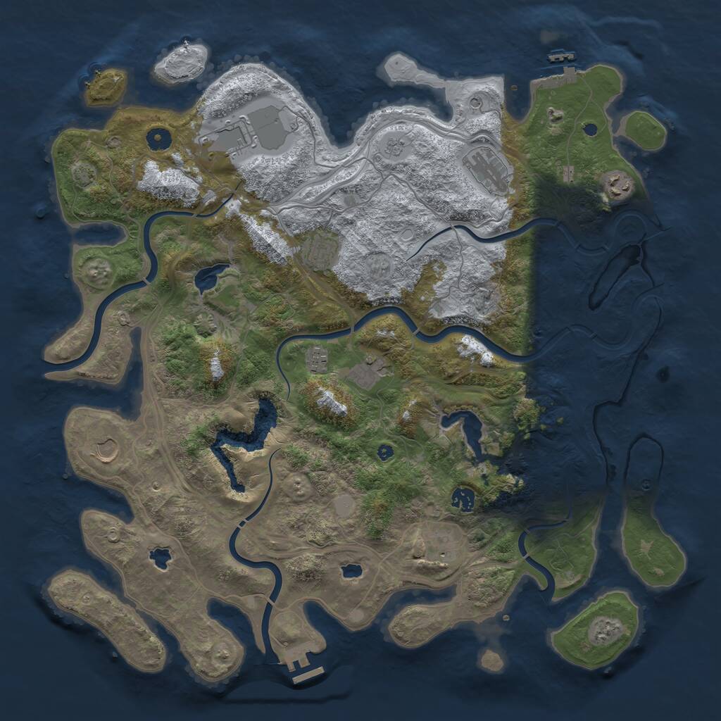 Rust Map: Procedural Map, Size: 4500, Seed: 1162156500, 15 Monuments