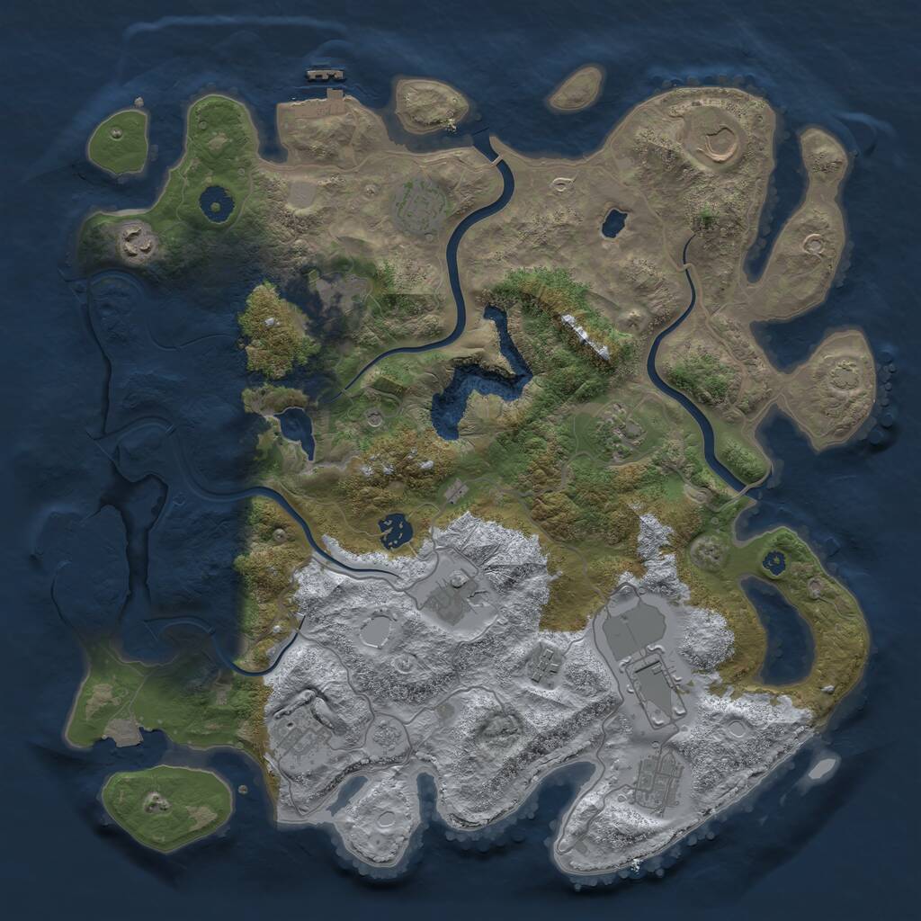 Rust Map: Procedural Map, Size: 4000, Seed: 1261784877, 17 Monuments