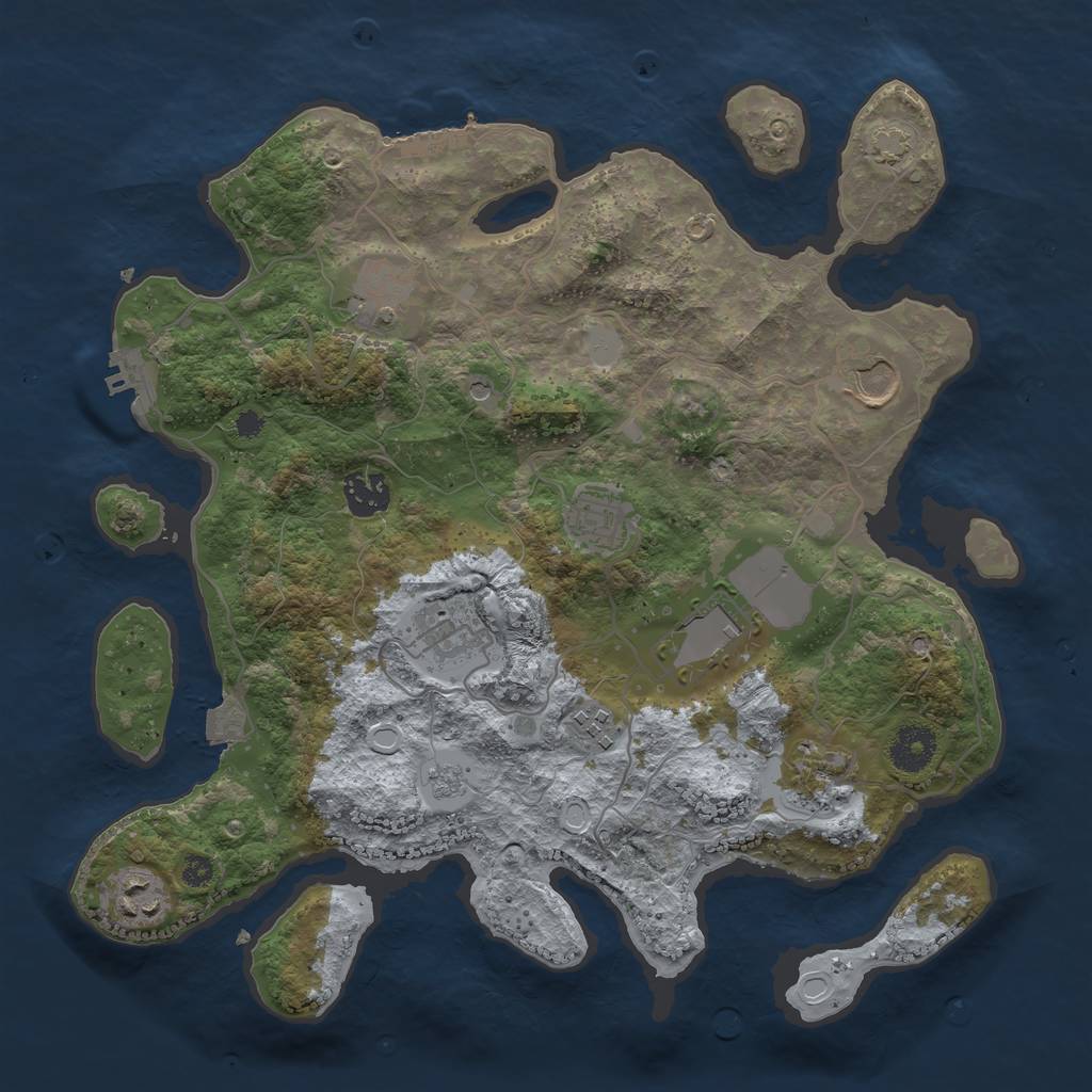 Rust Map: Procedural Map, Size: 3500, Seed: 231018612, 17 Monuments