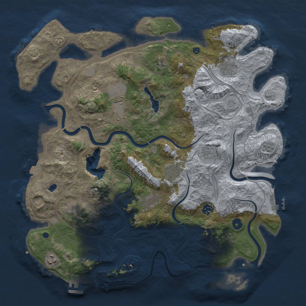 Rust Map: Procedural Map, Size: 4300, Seed: 921289399, 16 Monuments