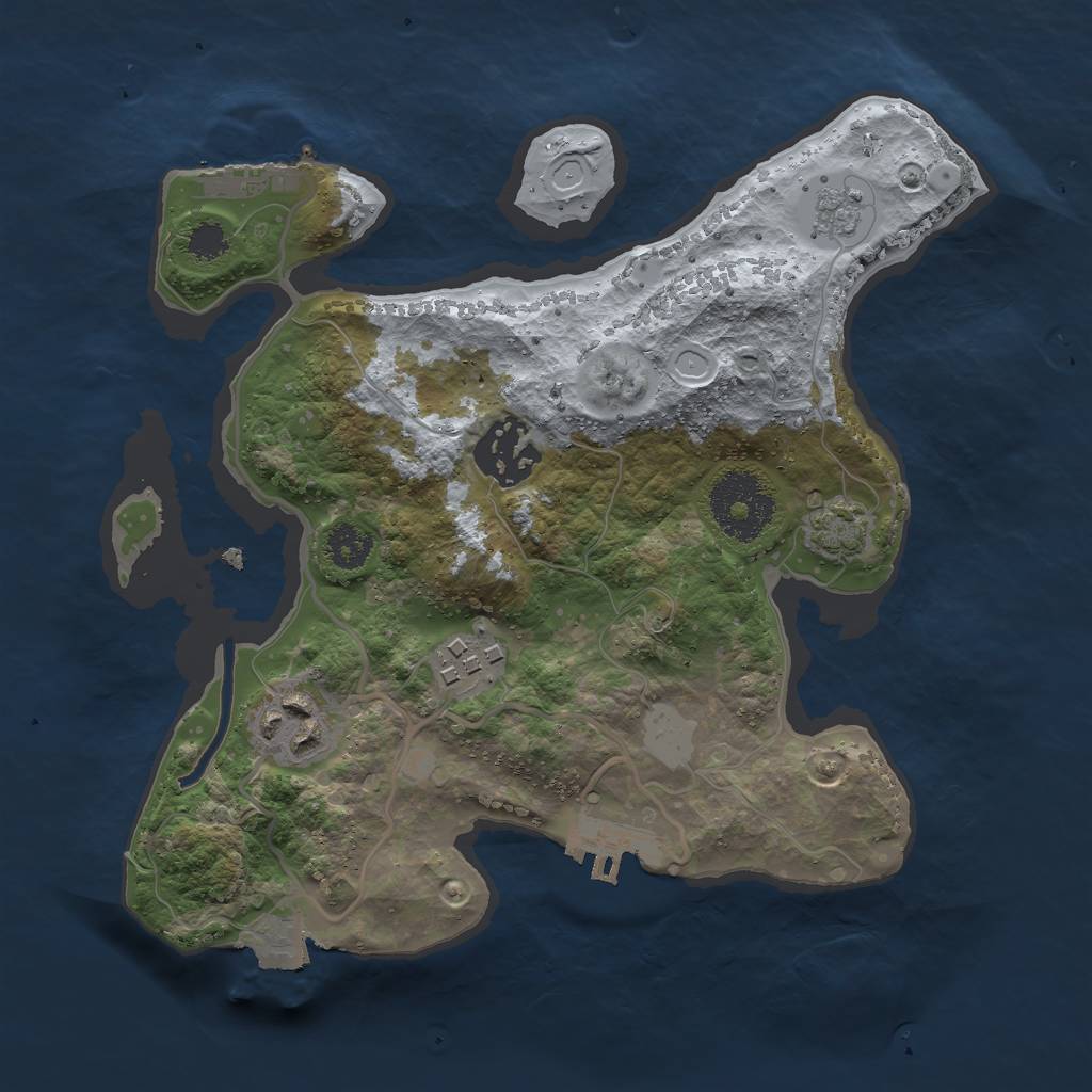 Rust Map: Procedural Map, Size: 2500, Seed: 39279, 10 Monuments