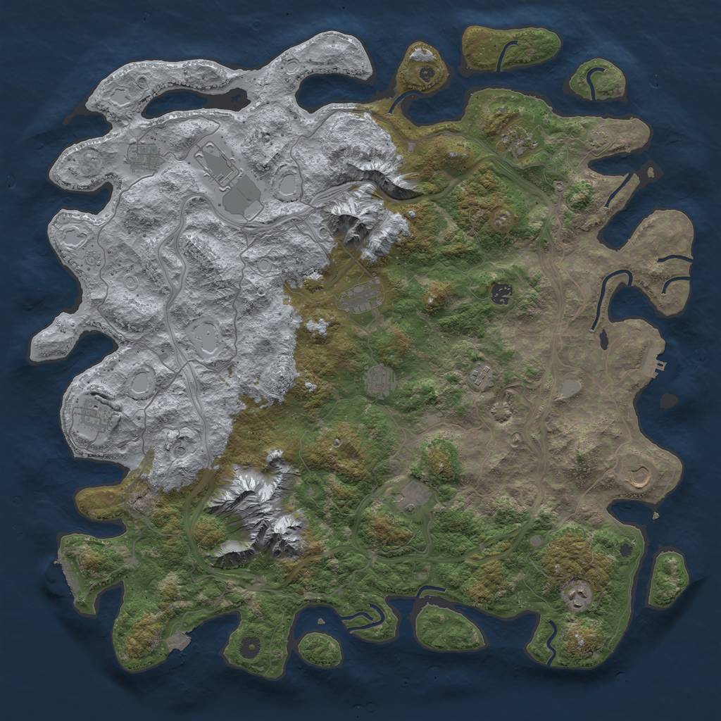 Rust Map: Procedural Map, Size: 5000, Seed: 654658468, 19 Monuments
