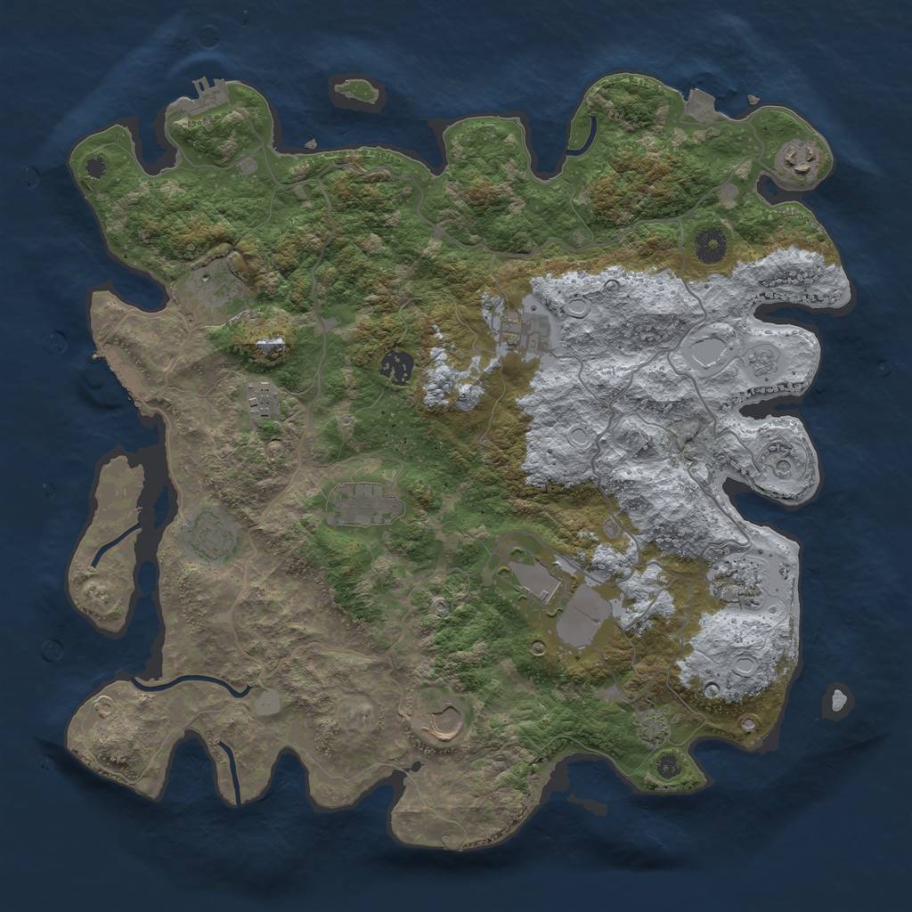 Rust Map: Procedural Map, Size: 4000, Seed: 11423, 18 Monuments
