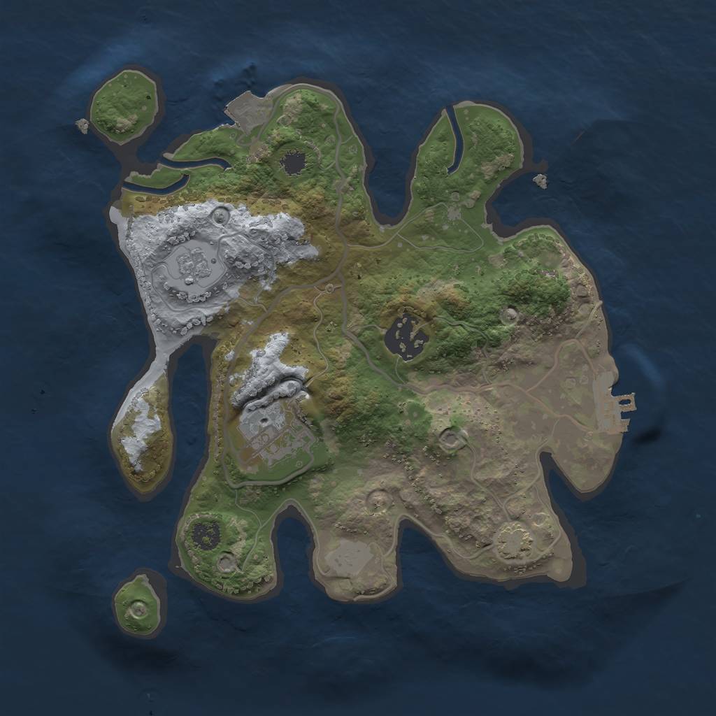 Rust Map: Procedural Map, Size: 2500, Seed: 645277381, 8 Monuments