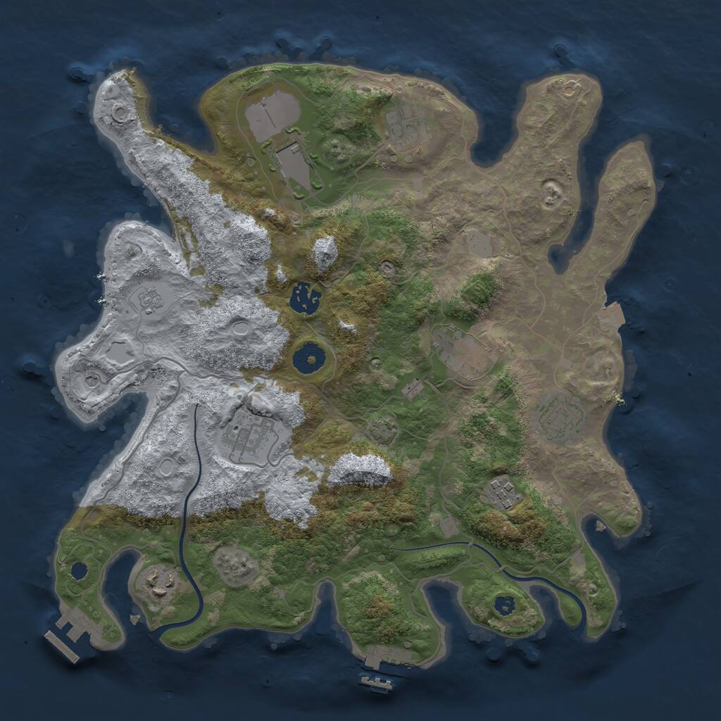 Rust Map: Procedural Map, Size: 3500, Seed: 330696685, 14 Monuments