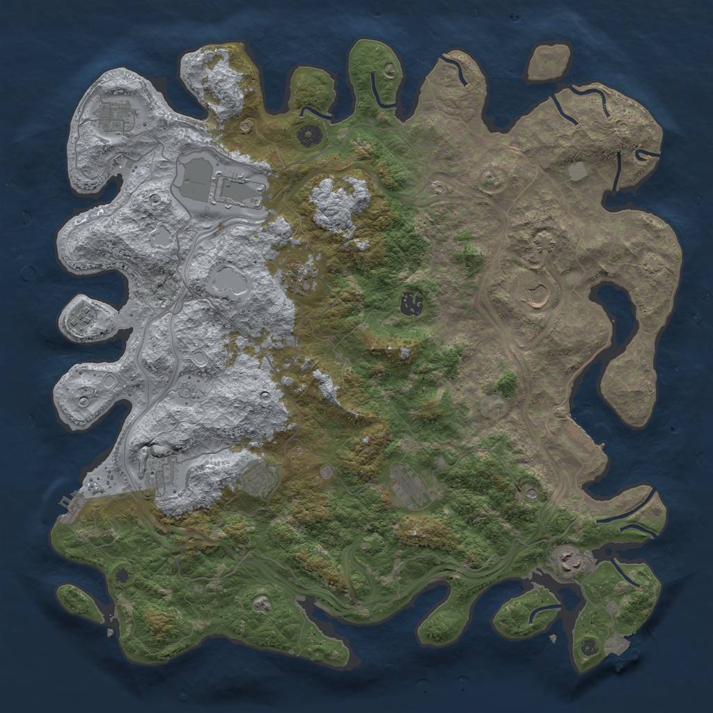 Rust Map: Procedural Map, Size: 4500, Seed: 1504411484, 18 Monuments