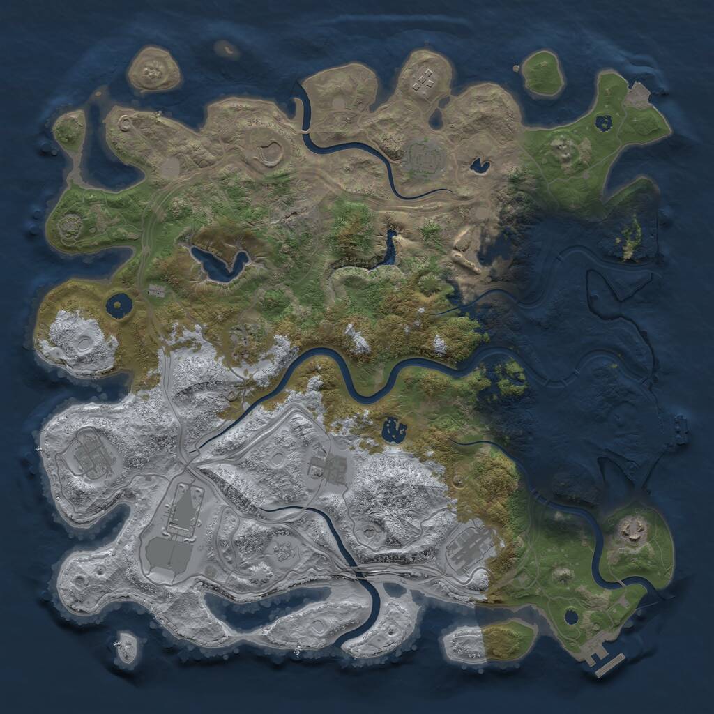 Rust Map: Procedural Map, Size: 4250, Seed: 1371707778, 17 Monuments