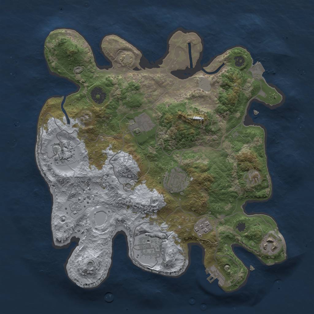 Rust Map: Procedural Map, Size: 3000, Seed: 1873234828, 13 Monuments