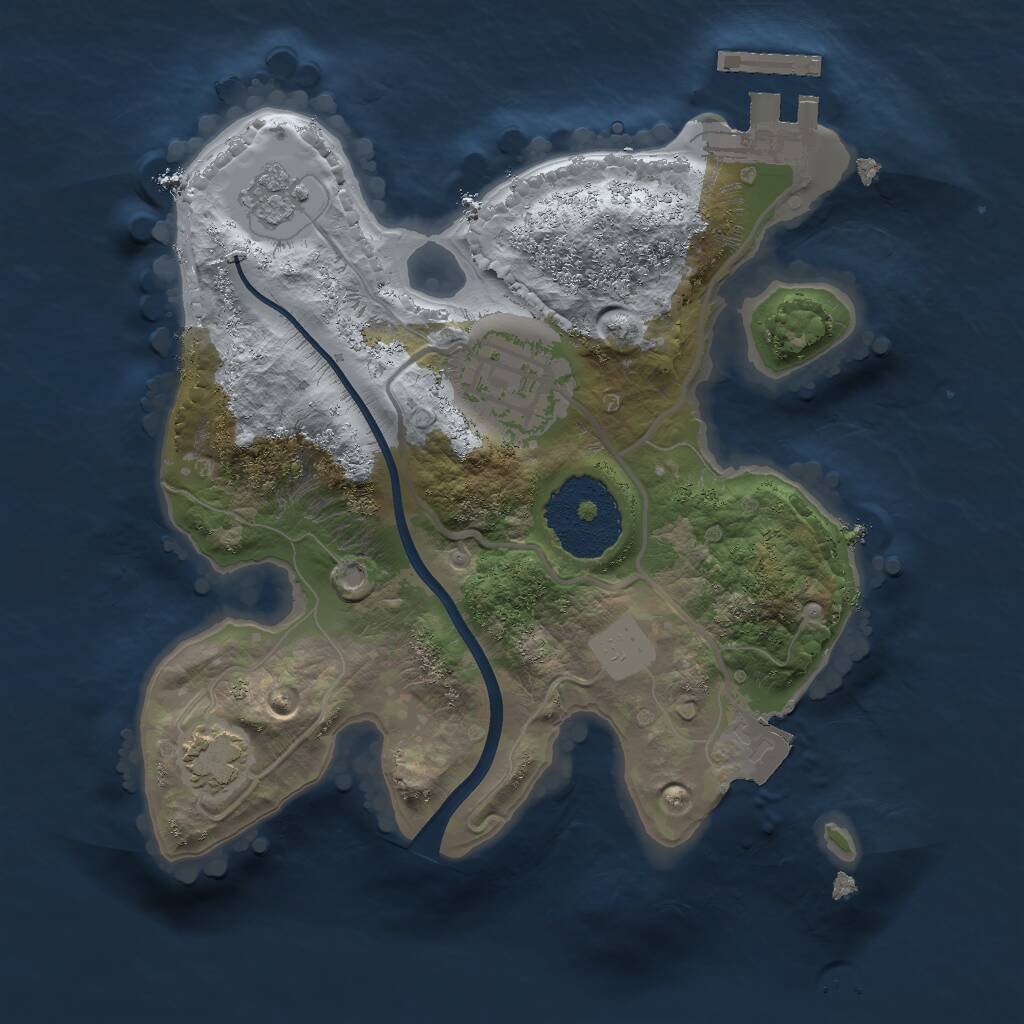 Rust Map: Procedural Map, Size: 2000, Seed: 2074845087, 5 Monuments