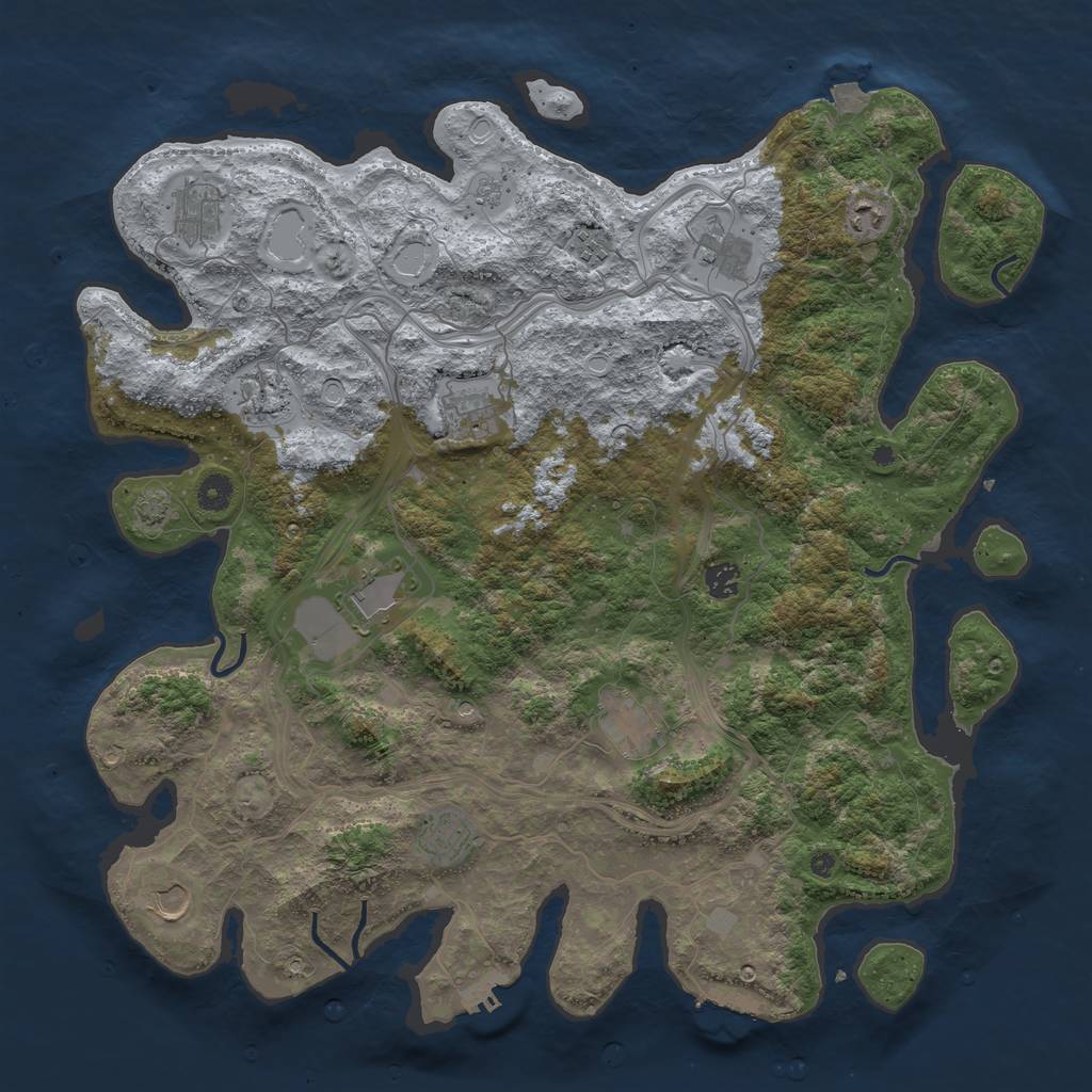 Rust Map: Procedural Map, Size: 4500, Seed: 1140725926, 19 Monuments