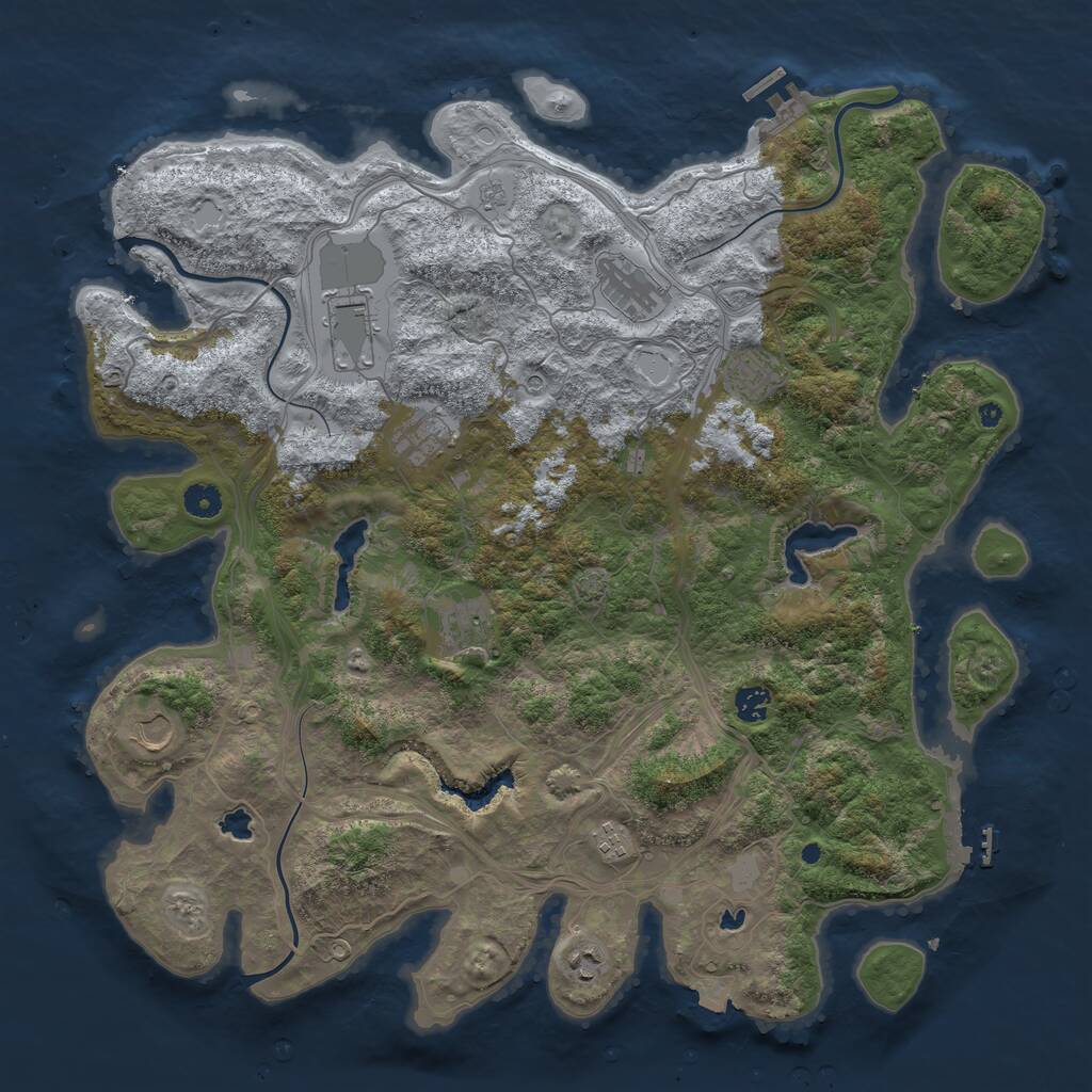 Rust Map: Procedural Map, Size: 4500, Seed: 1140725926, 15 Monuments