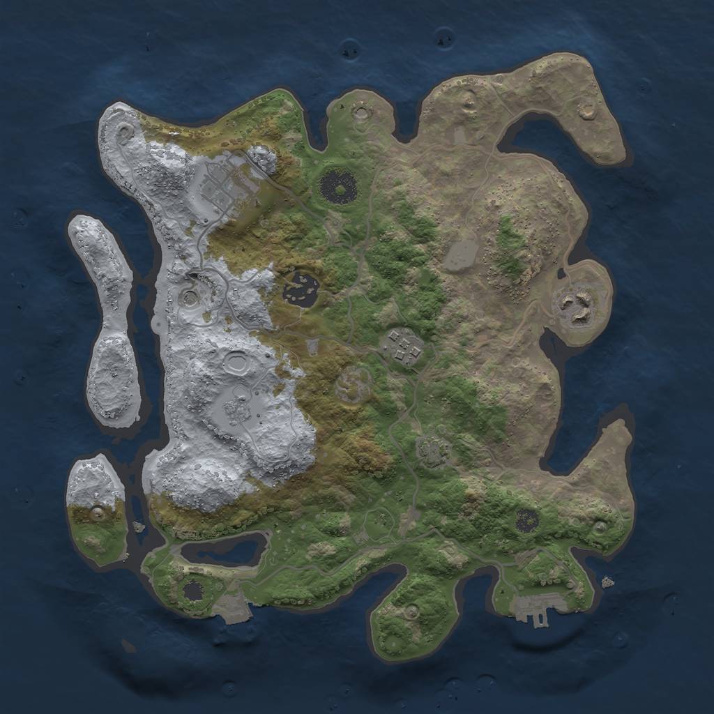 Rust Map: Procedural Map, Size: 3000, Seed: 105070748, 11 Monuments
