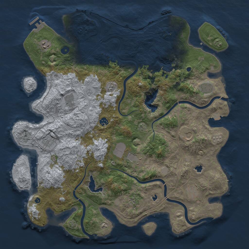 Rust Map: Procedural Map, Size: 4500, Seed: 1467872443, 16 Monuments