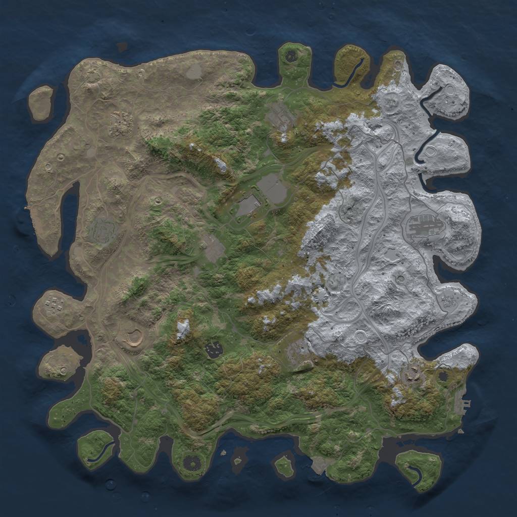 Rust Map: Procedural Map, Size: 4500, Seed: 2119995462, 19 Monuments