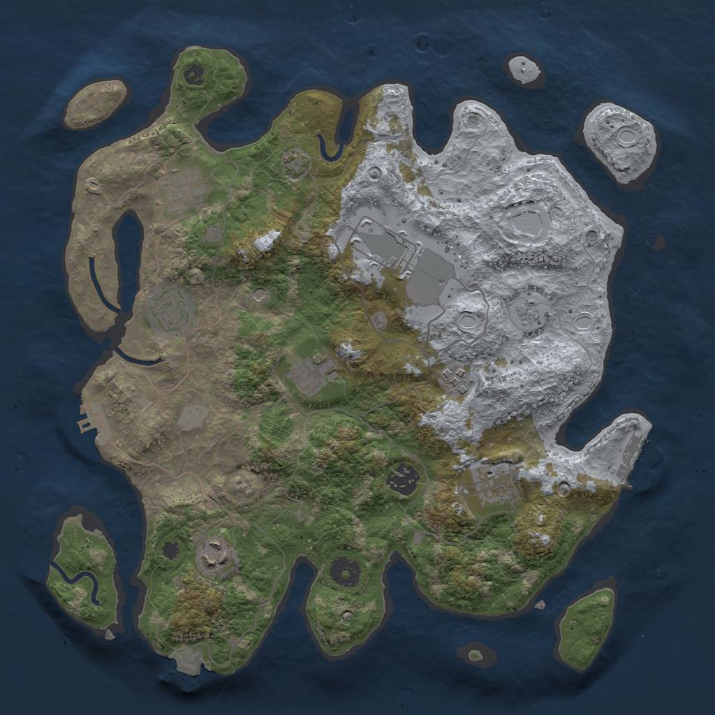 Rust Map: Procedural Map, Size: 3500, Seed: 977586745, 16 Monuments