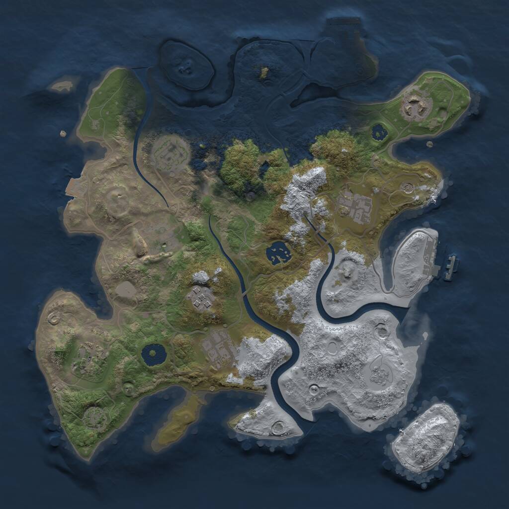 Rust Map: Procedural Map, Size: 3250, Seed: 68438199, 14 Monuments