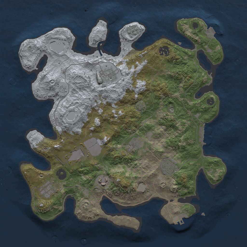 Rust Map: Procedural Map, Size: 3500, Seed: 1259794555, 16 Monuments