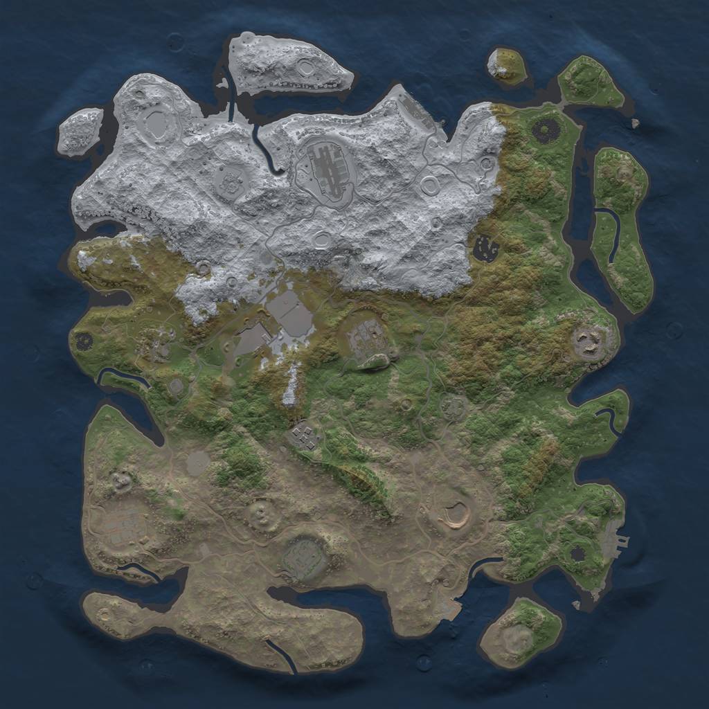Rust Map: Procedural Map, Size: 4000, Seed: 895259303, 18 Monuments